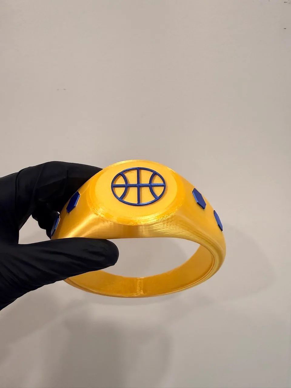 Custom 3D printed gold basketball signet ring