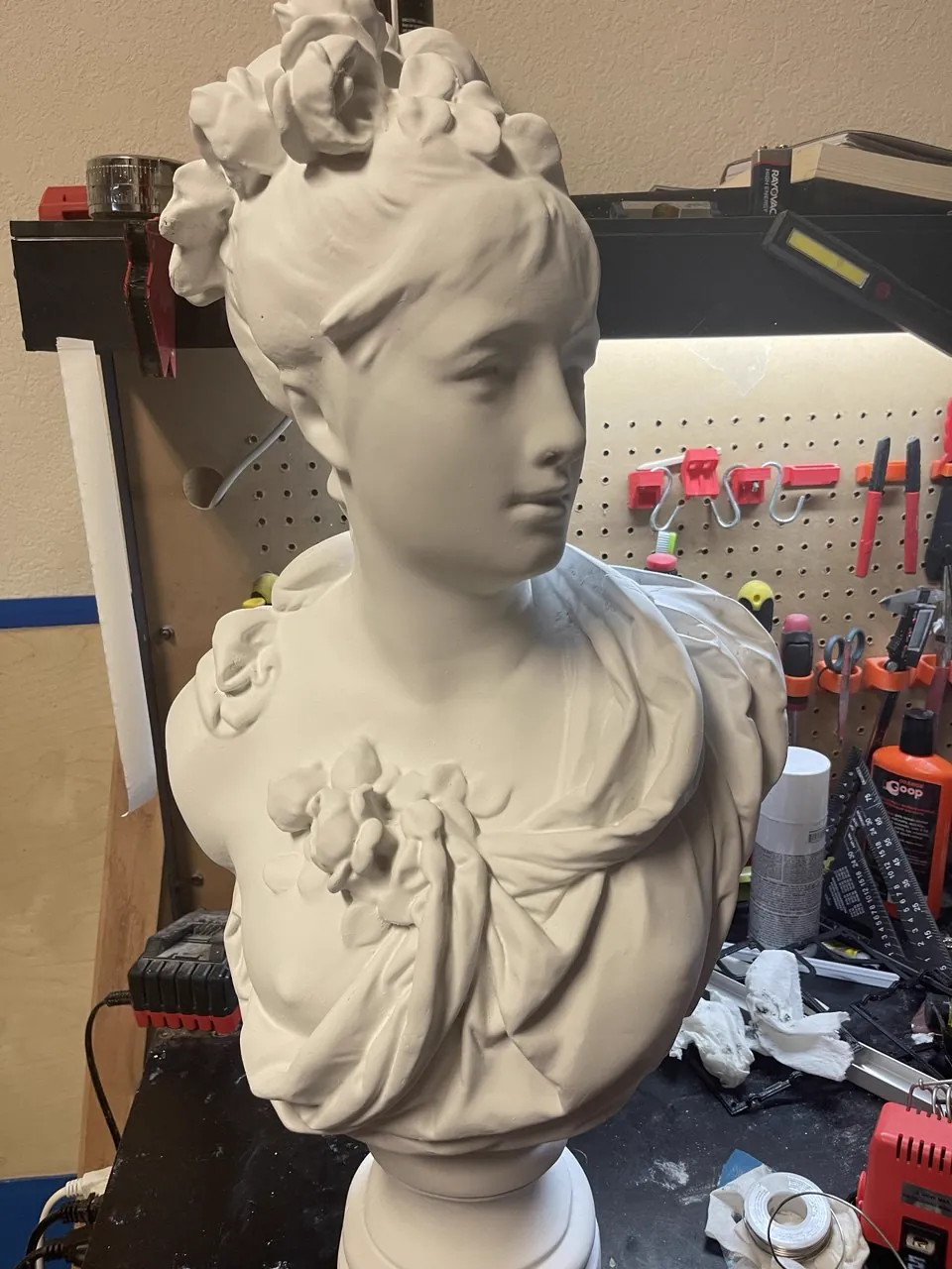 3D printed sculpture bust restoration in progress