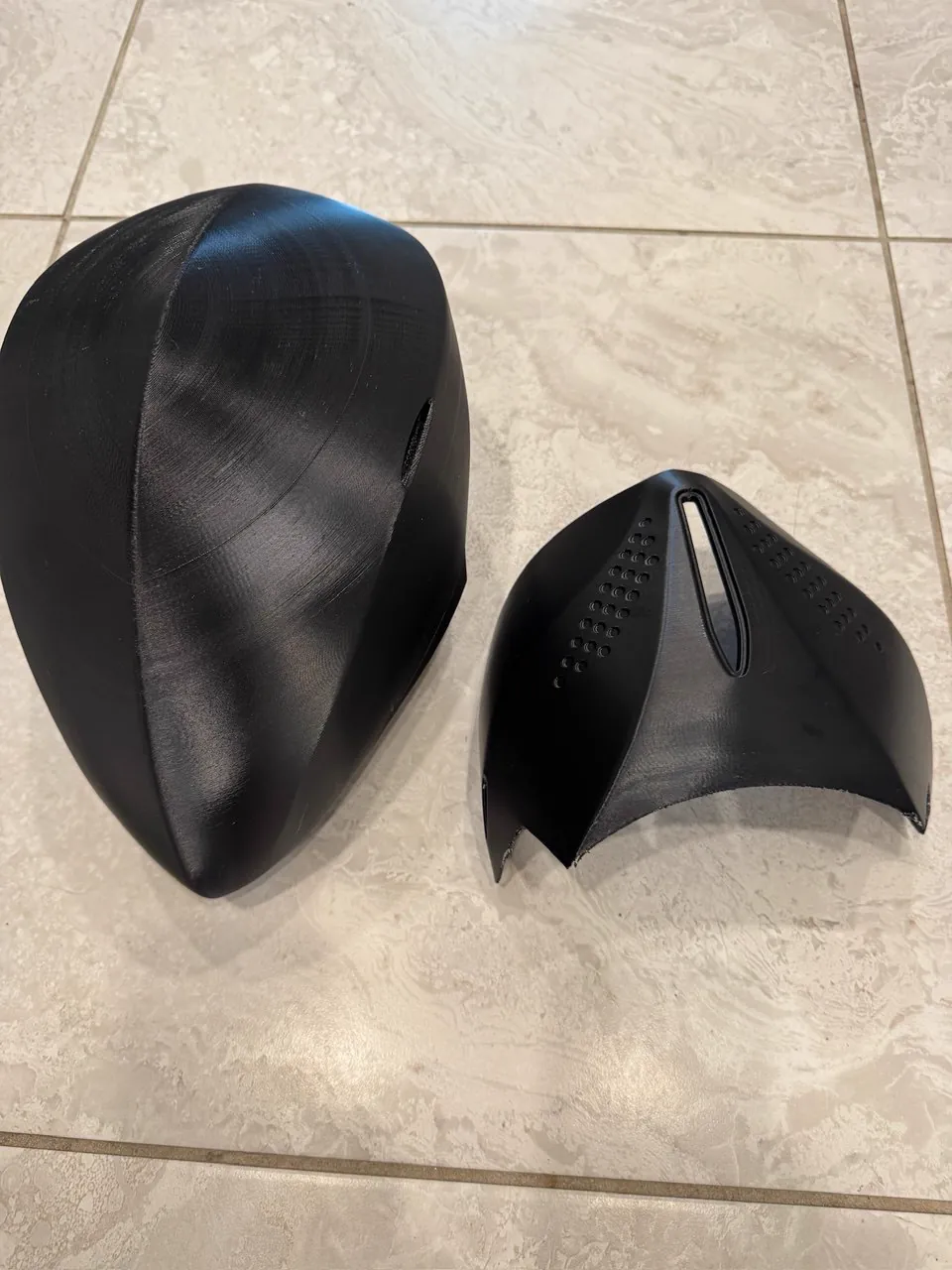 3D printed cosplay helmet and visor pieces