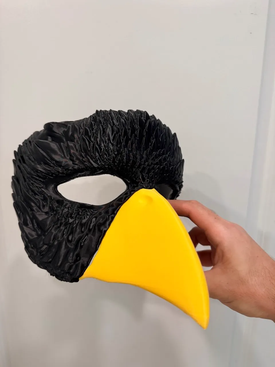 Custom 3D printed crow costume mask with beak