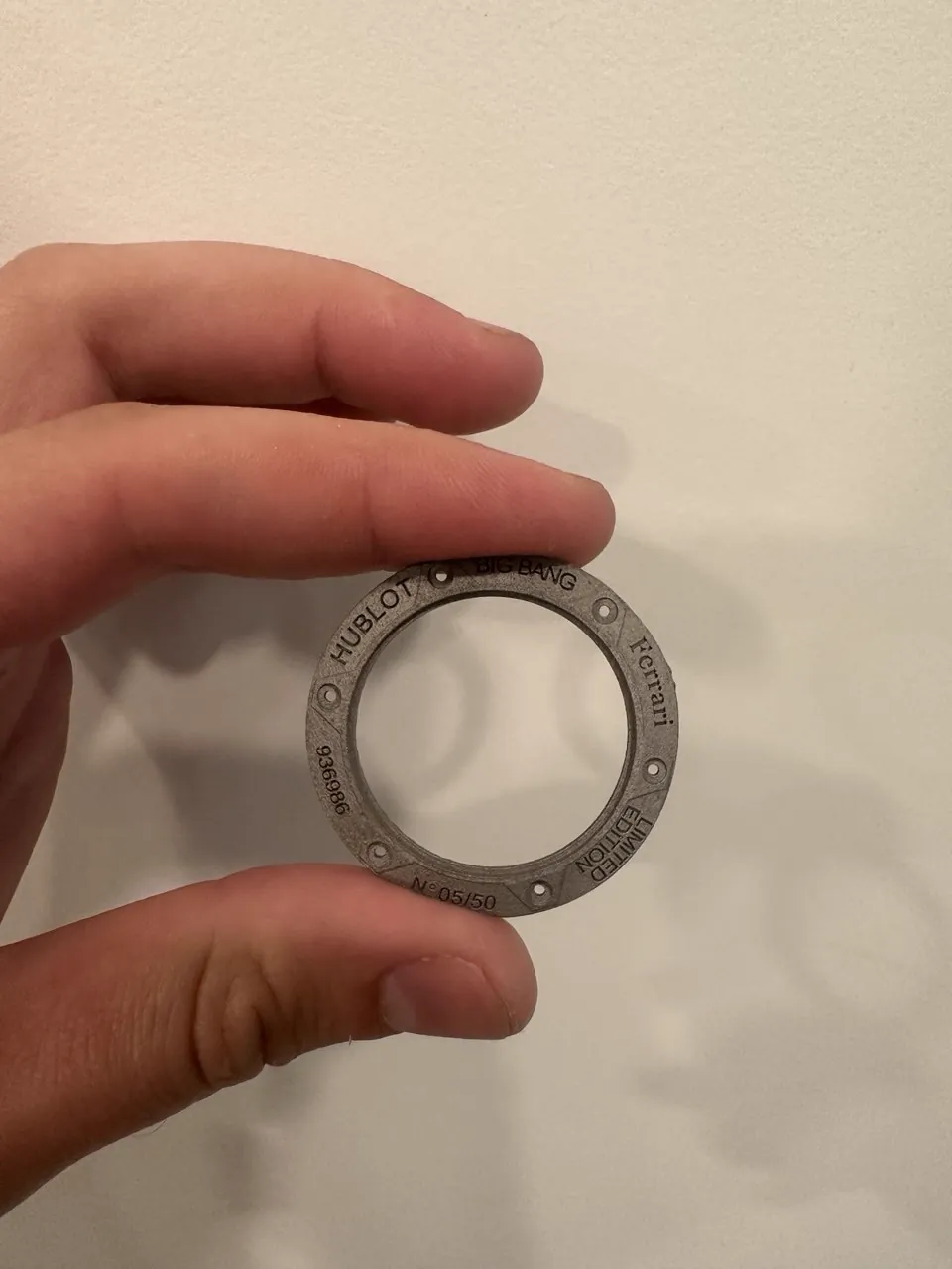 Reverse engineered metal watch bezel, Hublot Ferrari limited edition
