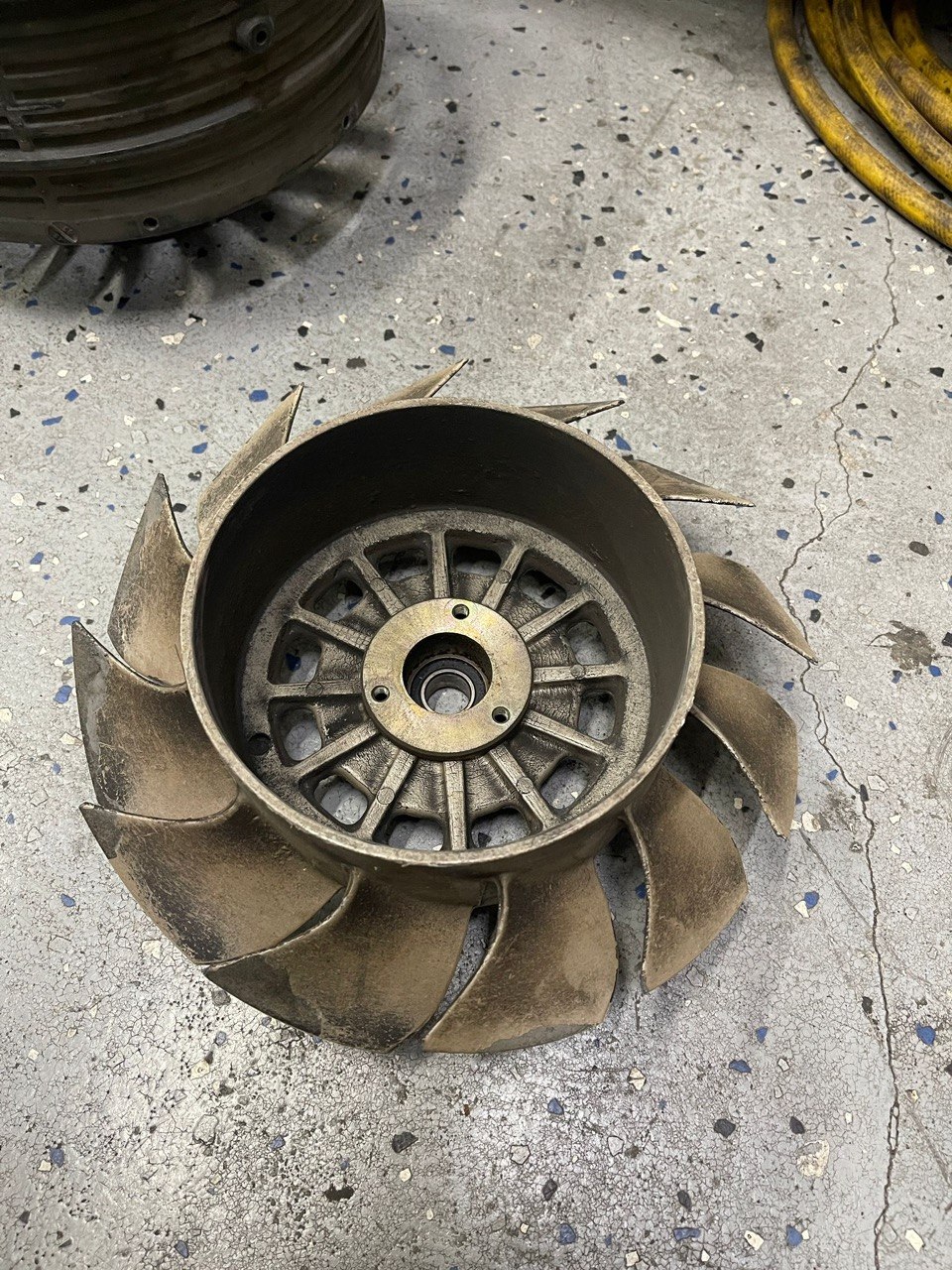 Worn metal fan impeller scanned for reverse engineering in Miami
