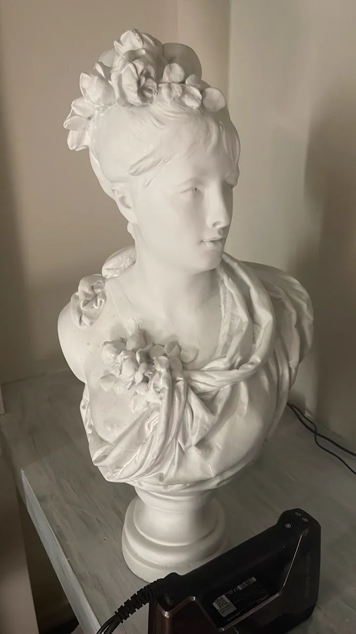 Large 3D printed classical female bust with a flower crown