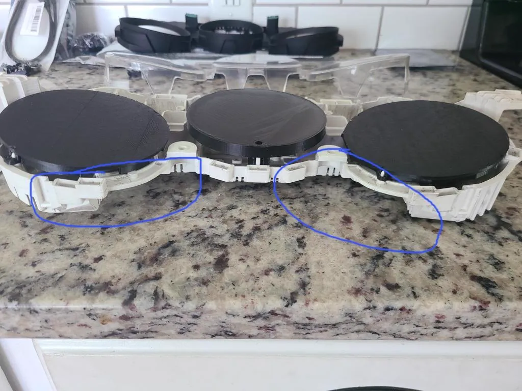 Recreated automotive instrument cluster housings, 3D printed