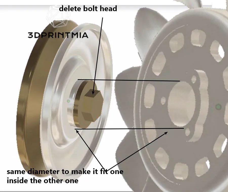 CAD pulley model overlaid on 3D scan mesh for verification