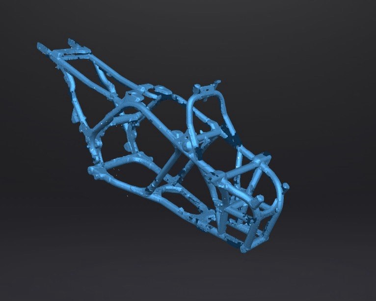 3D scan mesh render of a vehicle roll cage frame