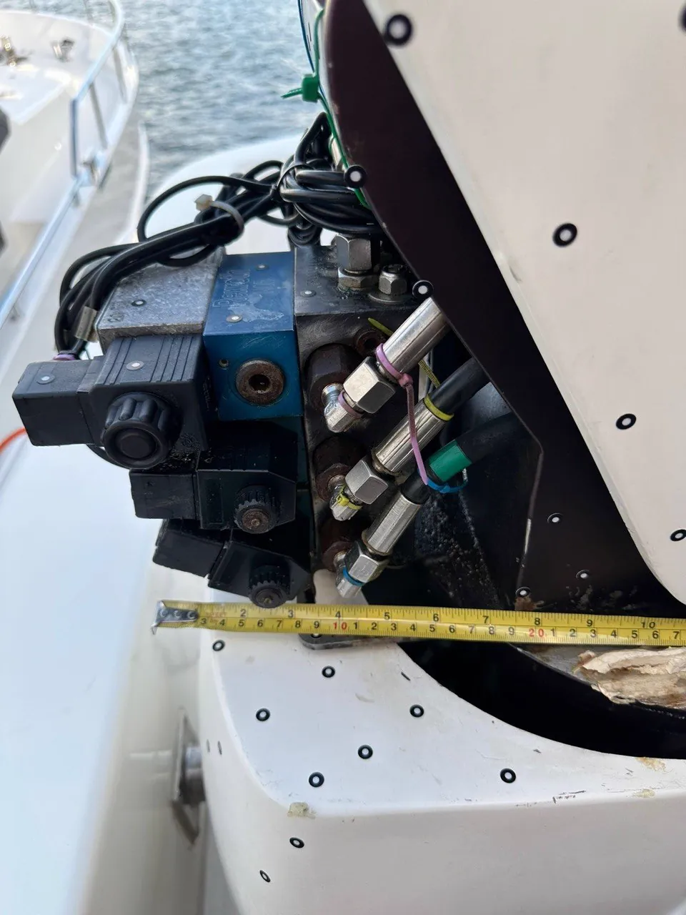 Tape measuring a yacht hydraulic valve block for reverse engineering
